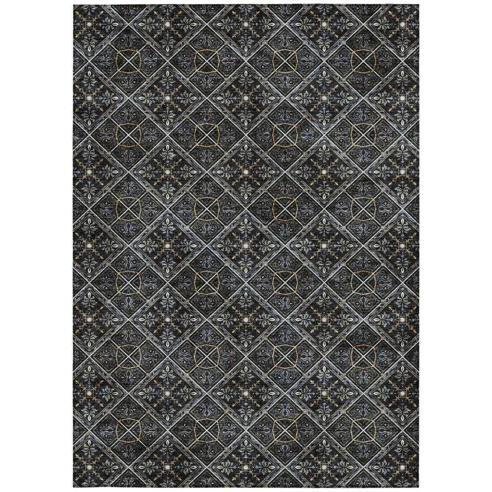 10' X 14' Black And Green Geometric Washable Indoor Outdoor Area Rug HomeRoots