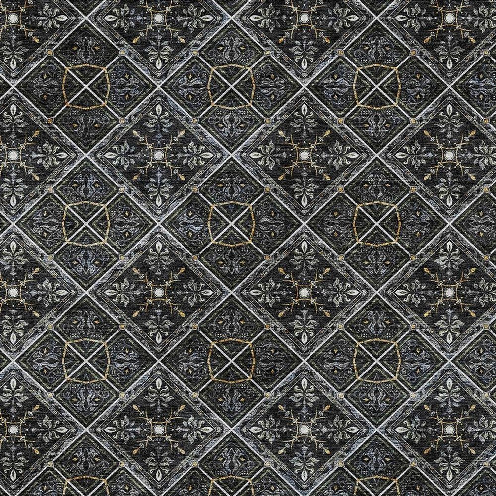 10' X 14' Black And Green Geometric Washable Indoor Outdoor Area Rug HomeRoots