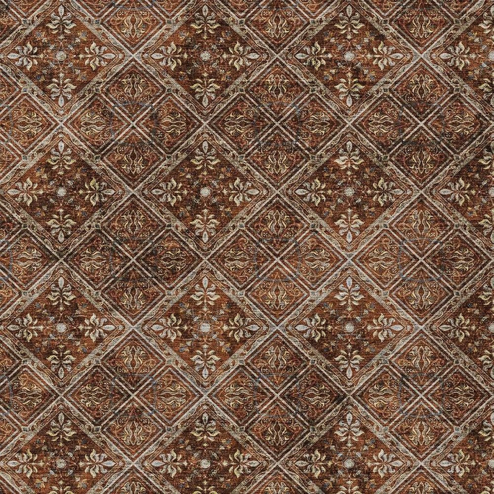 3' X 5' Red And Rust Geometric Washable Indoor Outdoor Area Rug HomeRoots
