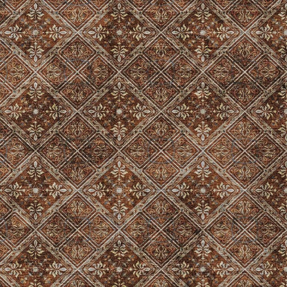 3' X 5' Red And Rust Geometric Washable Indoor Outdoor Area Rug HomeRoots