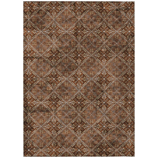 3' X 5' Red And Rust Geometric Washable Indoor Outdoor Area Rug HomeRoots