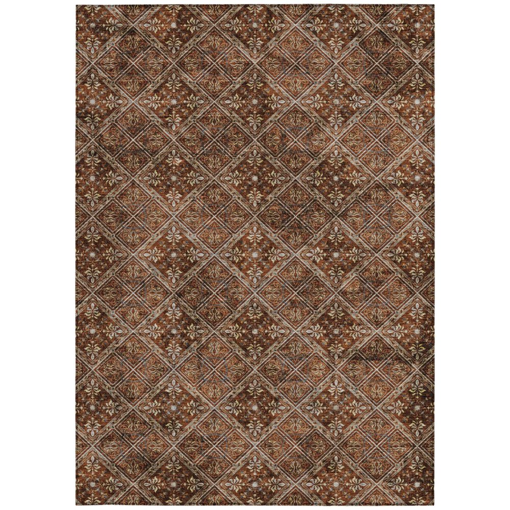 5' X 8' Red And Rust Geometric Washable Indoor Outdoor Area Rug HomeRoots