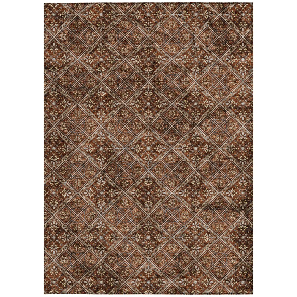5' X 8' Red And Rust Geometric Washable Indoor Outdoor Area Rug HomeRoots