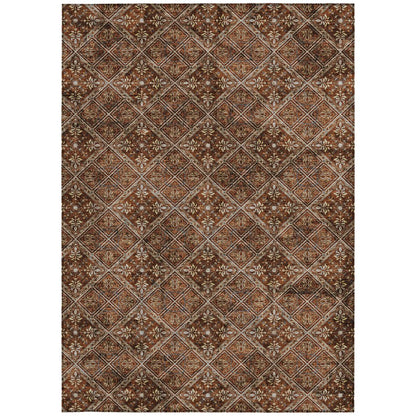 5' X 8' Red And Rust Geometric Washable Indoor Outdoor Area Rug HomeRoots