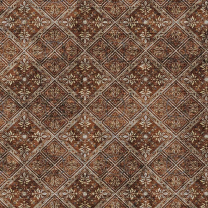 5' X 8' Red And Rust Geometric Washable Indoor Outdoor Area Rug HomeRoots