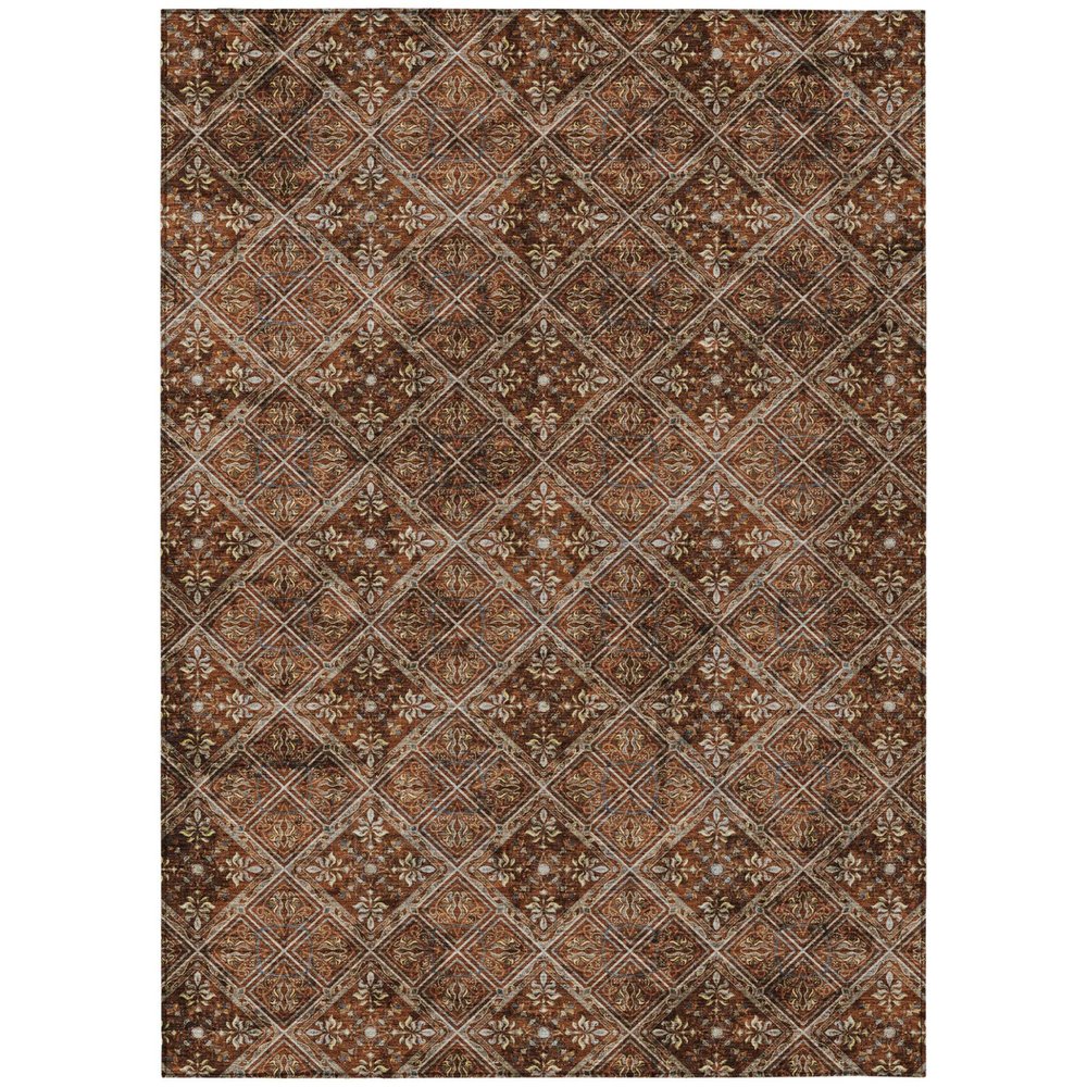 5' X 8' Red And Rust Geometric Washable Indoor Outdoor Area Rug HomeRoots