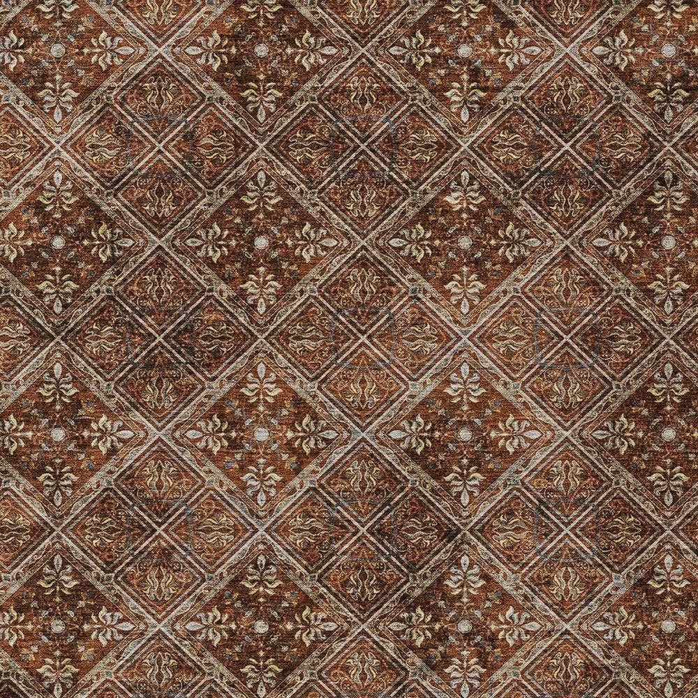 8' X 10' Red And Rust Geometric Washable Indoor Outdoor Area Rug HomeRoots