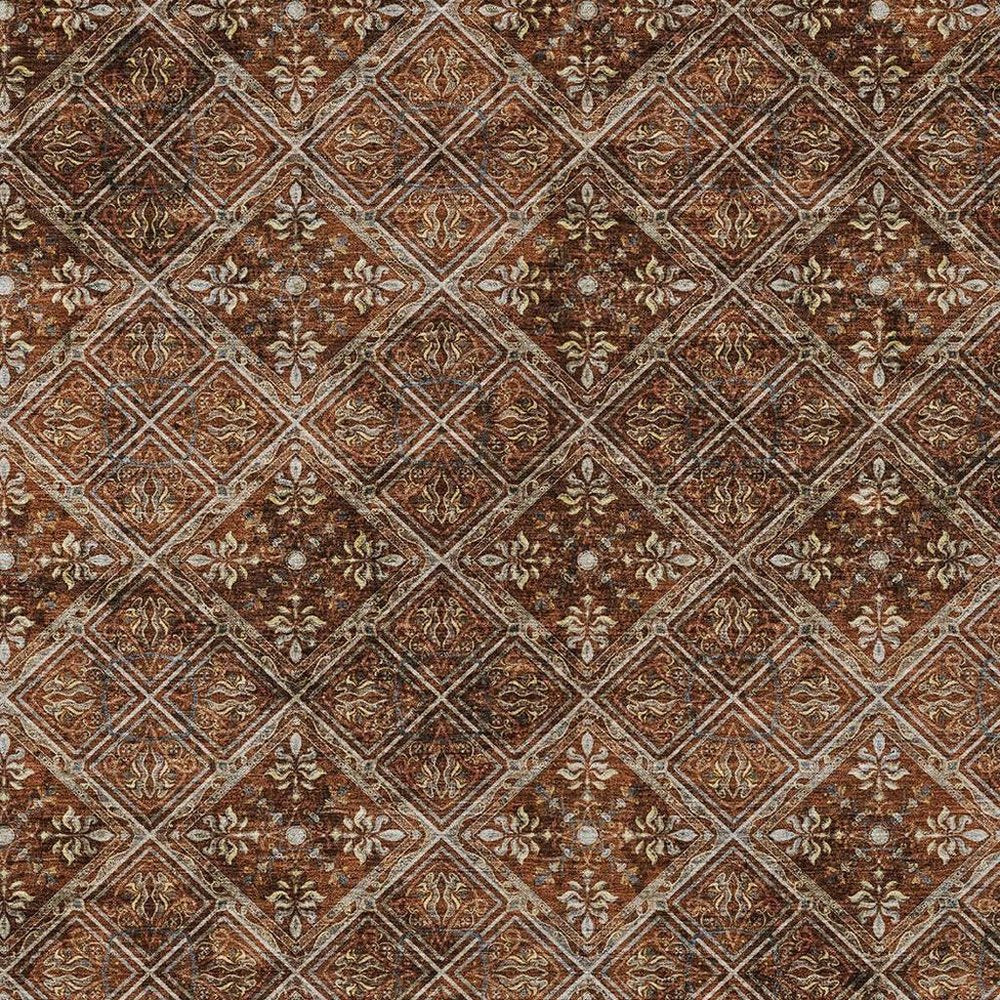 8' X 10' Red And Rust Geometric Washable Indoor Outdoor Area Rug HomeRoots