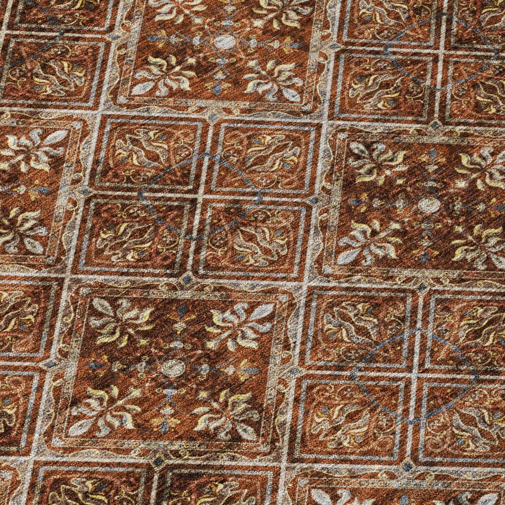 8' X 10' Red And Rust Geometric Washable Indoor Outdoor Area Rug HomeRoots
