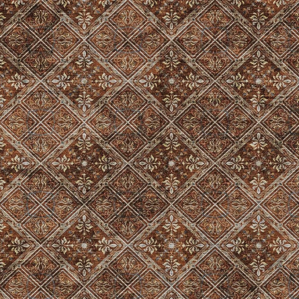 9' X 12' Red And Rust Geometric Washable Indoor Outdoor Area Rug HomeRoots