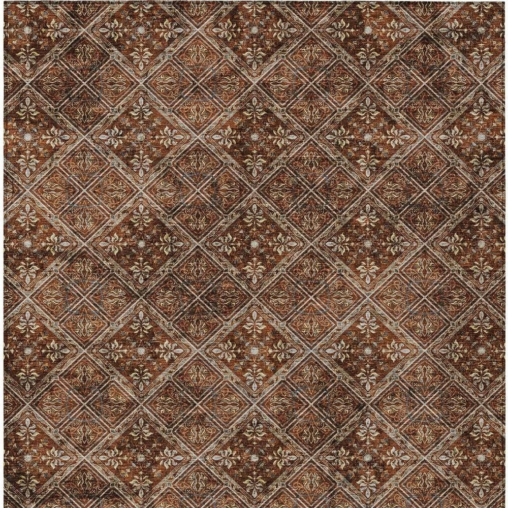 9' X 12' Red And Rust Geometric Washable Indoor Outdoor Area Rug HomeRoots