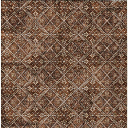 9' X 12' Red And Rust Geometric Washable Indoor Outdoor Area Rug HomeRoots