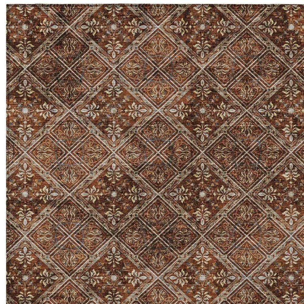 10' X 14' Red And Rust Geometric Washable Indoor Outdoor Area Rug HomeRoots