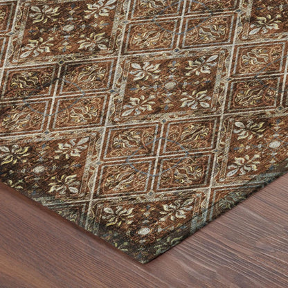 10' X 14' Red And Rust Geometric Washable Indoor Outdoor Area Rug HomeRoots