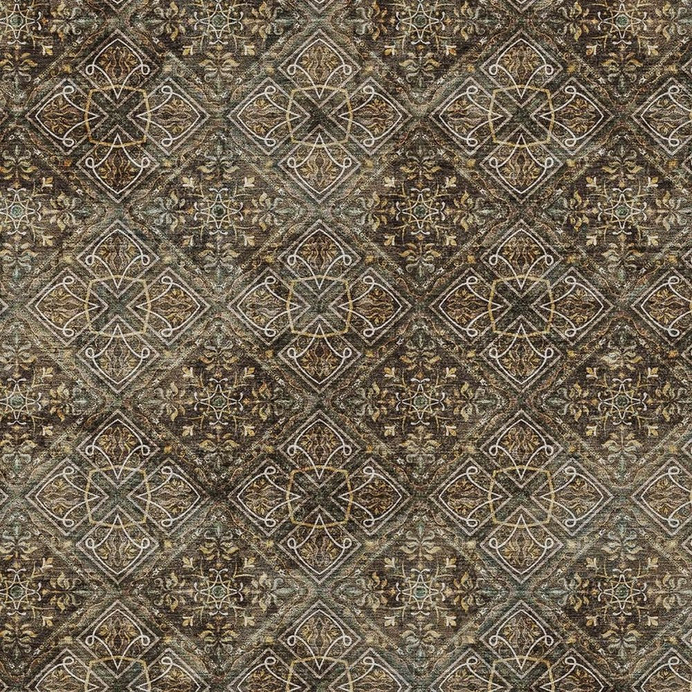 3' X 5' Chocolate And Gray Geometric Washable Indoor Outdoor Area Rug HomeRoots