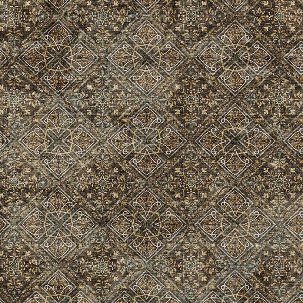 3' X 5' Chocolate And Gray Geometric Washable Indoor Outdoor Area Rug HomeRoots