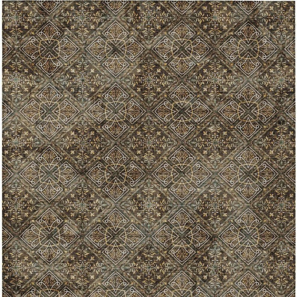 3' X 5' Chocolate And Gray Geometric Washable Indoor Outdoor Area Rug HomeRoots
