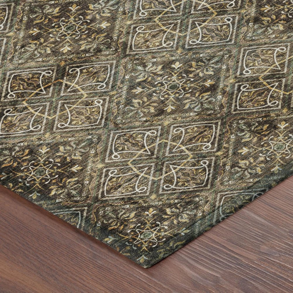 3' X 5' Chocolate And Gray Geometric Washable Indoor Outdoor Area Rug HomeRoots
