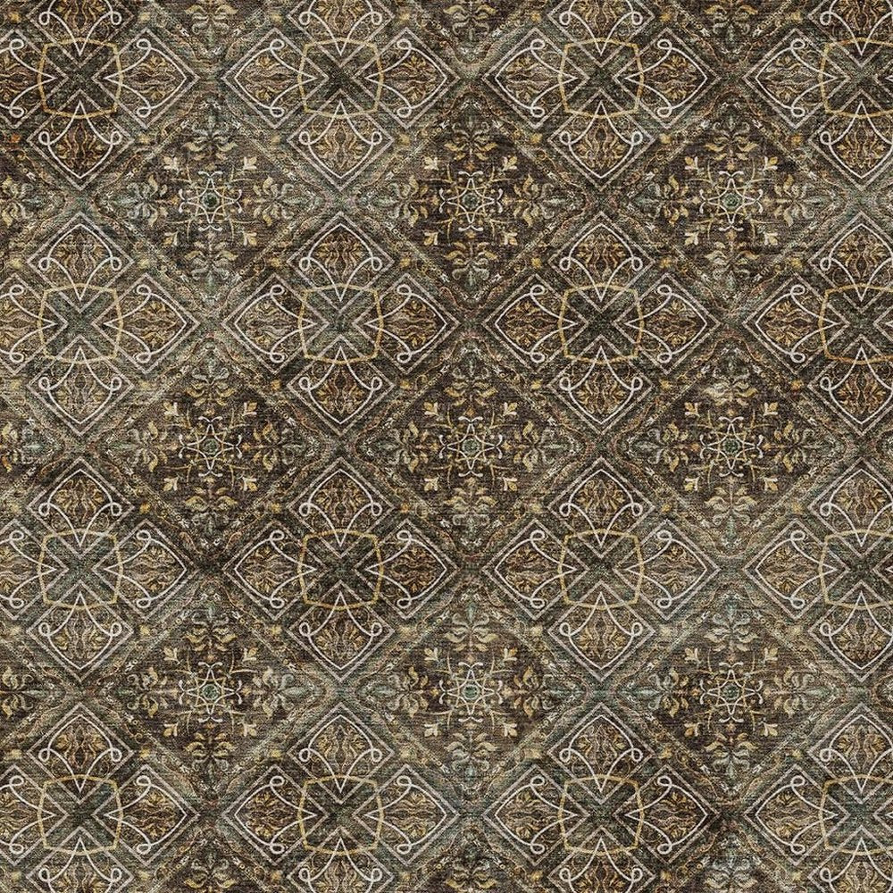 5' X 8' Chocolate And Gray Geometric Washable Indoor Outdoor Area Rug HomeRoots