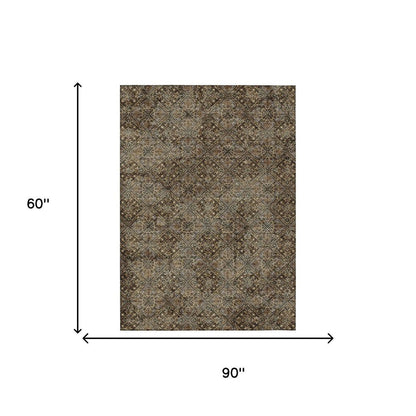 5' X 8' Chocolate And Gray Geometric Washable Indoor Outdoor Area Rug HomeRoots