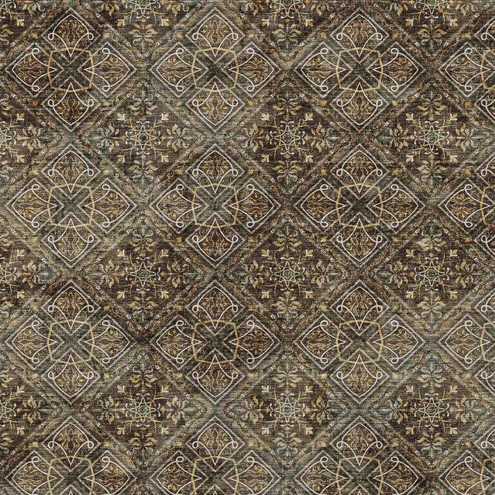 5' X 8' Chocolate And Gray Geometric Washable Indoor Outdoor Area Rug HomeRoots