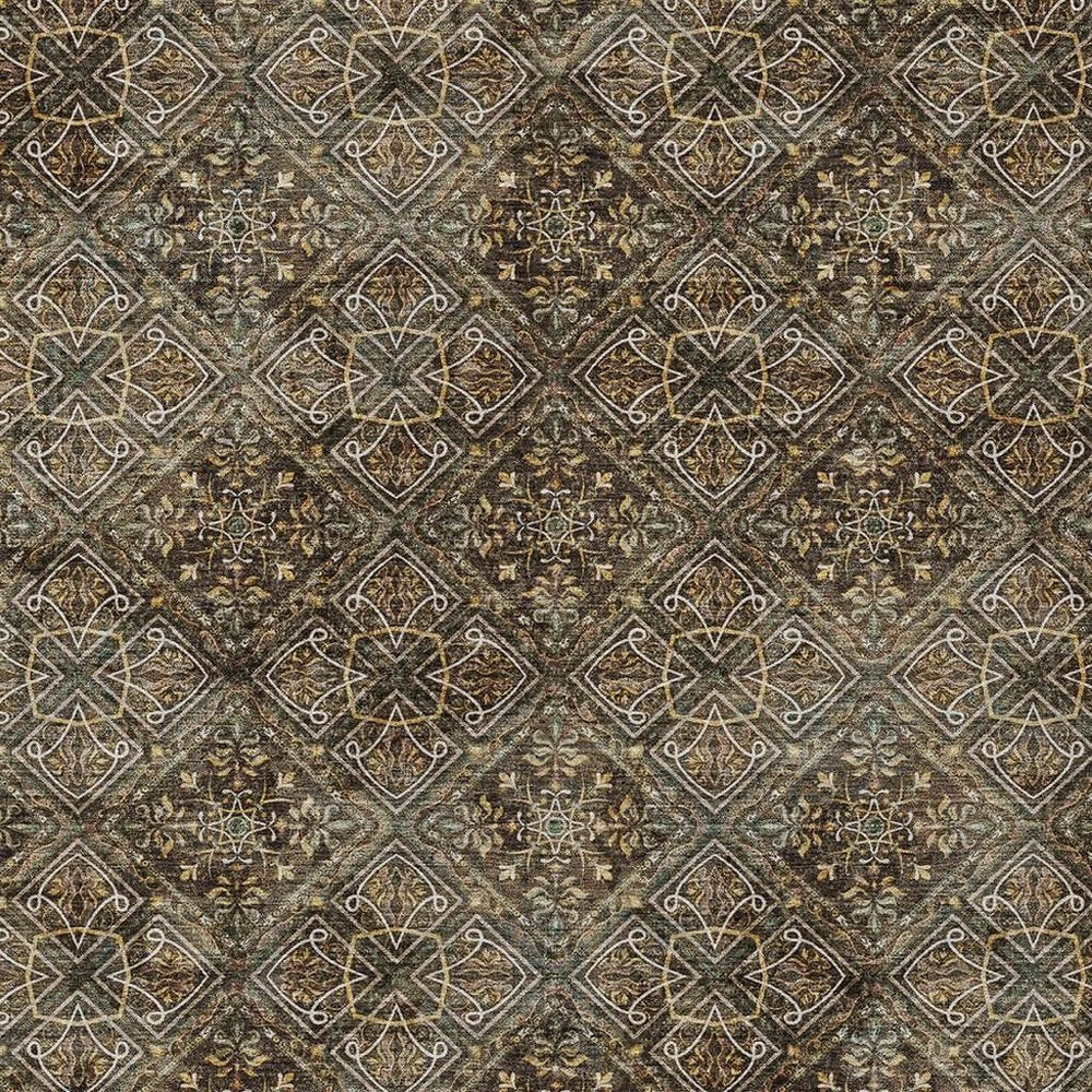 8' X 10' Chocolate And Gray Geometric Washable Indoor Outdoor Area Rug HomeRoots