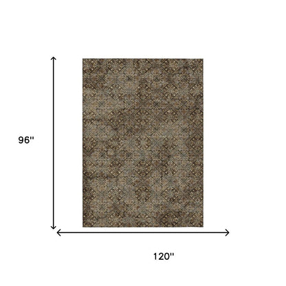8' X 10' Chocolate And Gray Geometric Washable Indoor Outdoor Area Rug HomeRoots