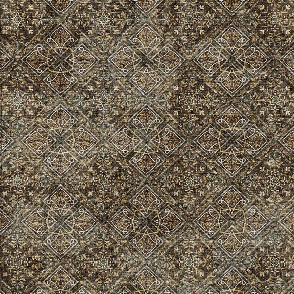 8' X 10' Chocolate And Gray Geometric Washable Indoor Outdoor Area Rug HomeRoots