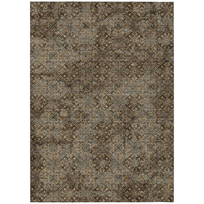 8' X 10' Chocolate And Gray Geometric Washable Indoor Outdoor Area Rug HomeRoots