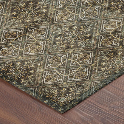 8' X 10' Chocolate And Gray Geometric Washable Indoor Outdoor Area Rug HomeRoots