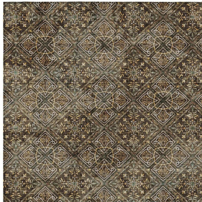 9' X 12' Chocolate And Gray Geometric Washable Indoor Outdoor Area Rug HomeRoots