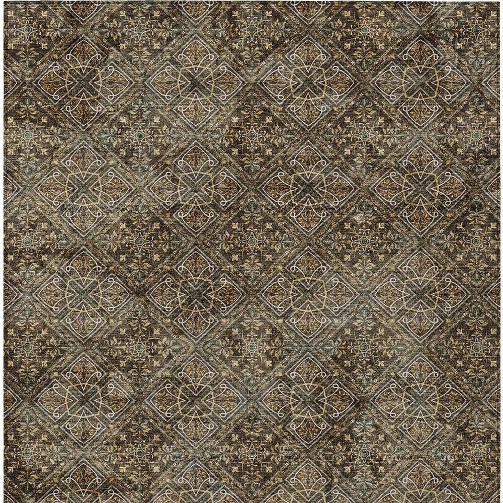 9' X 12' Chocolate And Gray Geometric Washable Indoor Outdoor Area Rug HomeRoots