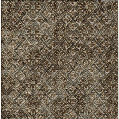 9' X 12' Chocolate And Gray Geometric Washable Indoor Outdoor Area Rug HomeRoots