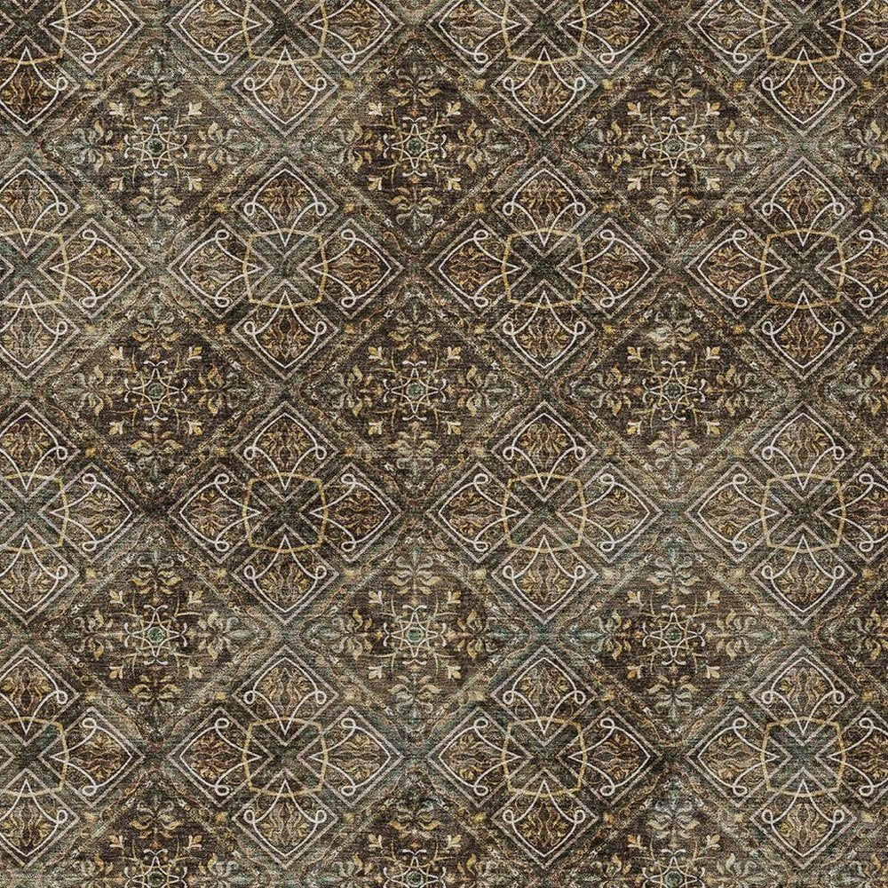 9' X 12' Chocolate And Gray Geometric Washable Indoor Outdoor Area Rug HomeRoots