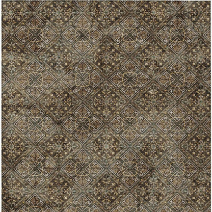 9' X 12' Chocolate And Gray Geometric Washable Indoor Outdoor Area Rug HomeRoots