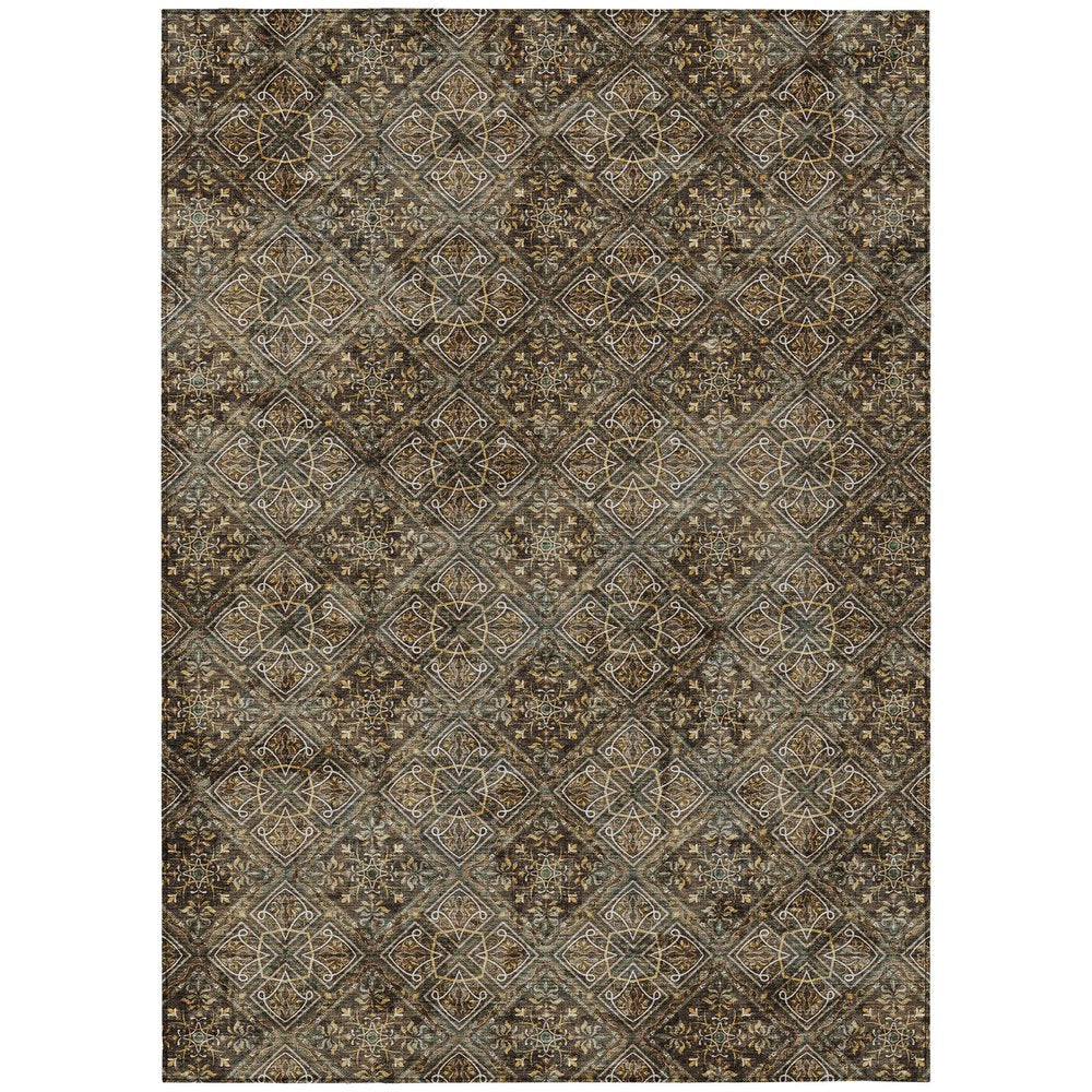 9' X 12' Chocolate And Gray Geometric Washable Indoor Outdoor Area Rug HomeRoots