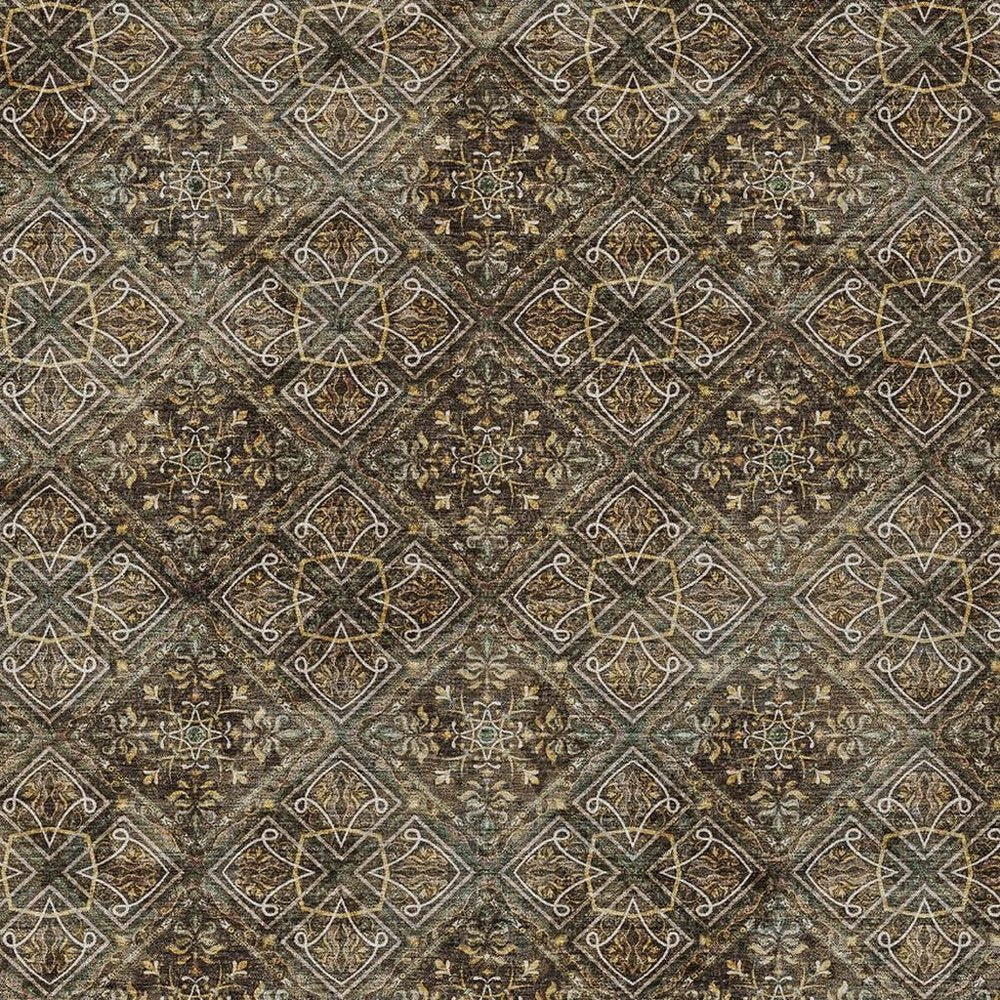 10' X 14' Chocolate And Gray Geometric Washable Indoor Outdoor Area Rug HomeRoots