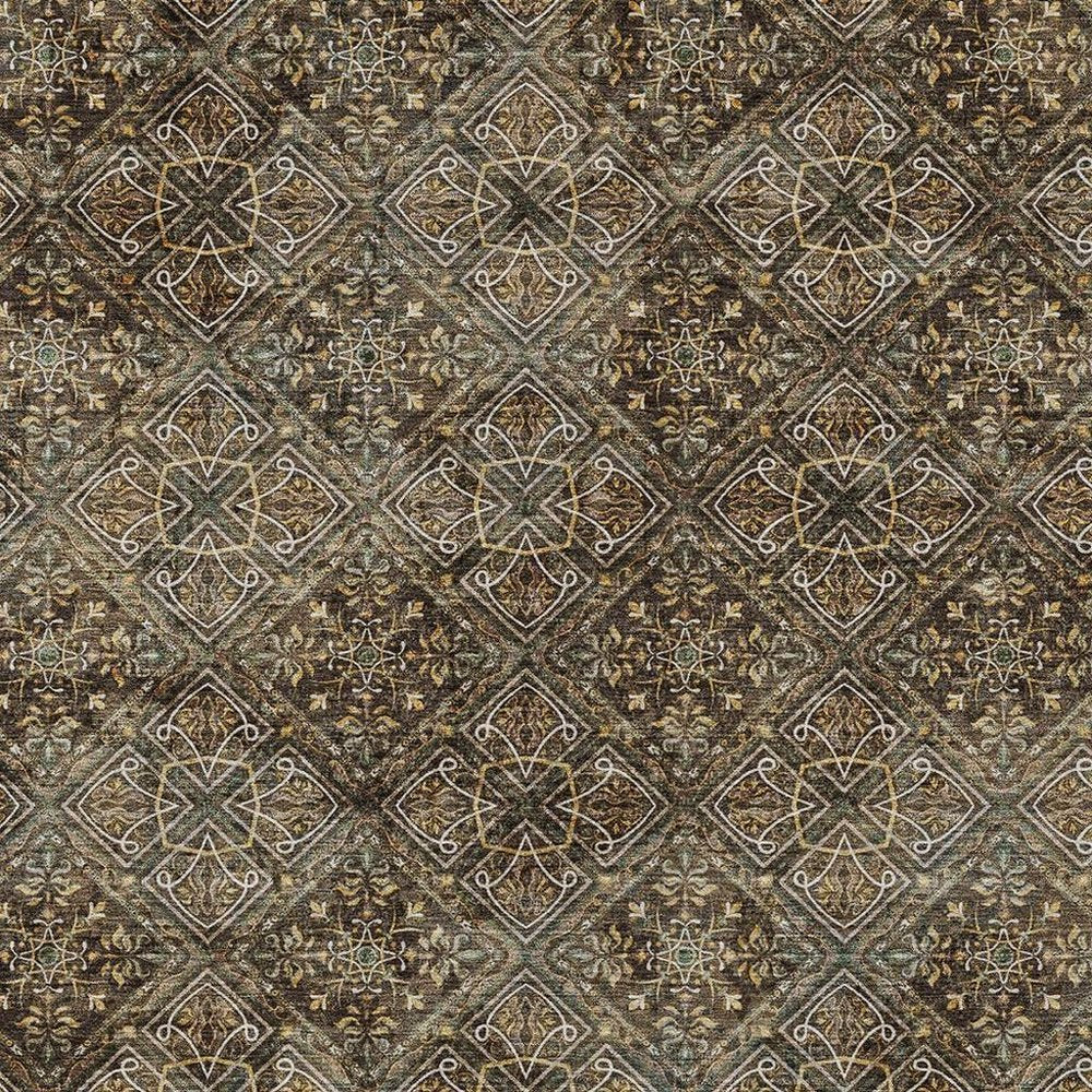 10' X 14' Chocolate And Gray Geometric Washable Indoor Outdoor Area Rug HomeRoots