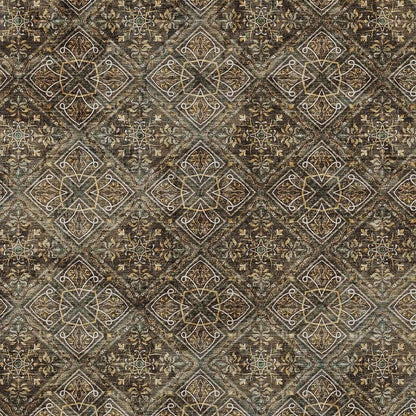 10' X 14' Chocolate And Gray Geometric Washable Indoor Outdoor Area Rug HomeRoots