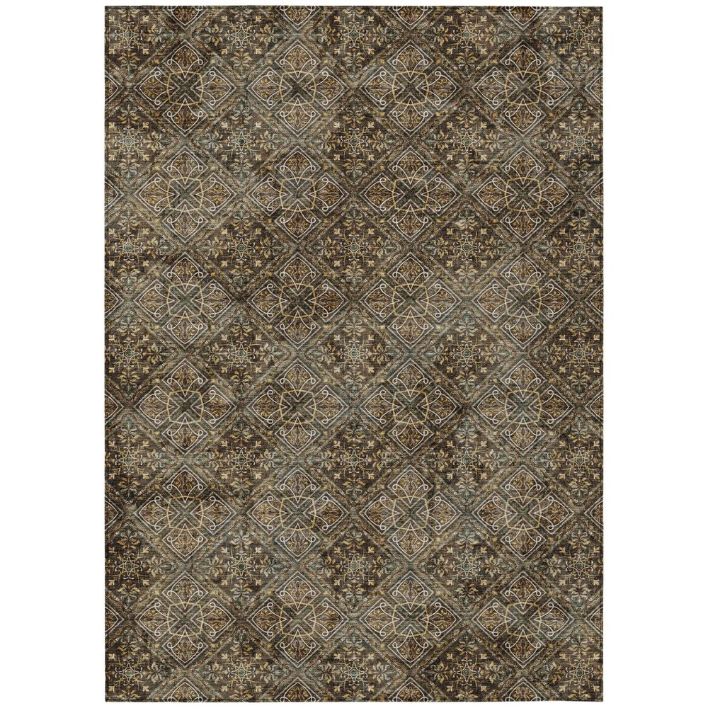 10' X 14' Chocolate And Gray Geometric Washable Indoor Outdoor Area Rug HomeRoots