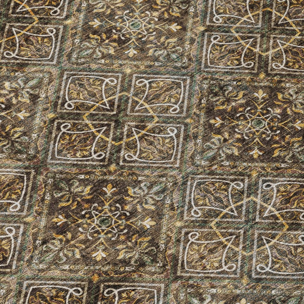 10' X 14' Chocolate And Gray Geometric Washable Indoor Outdoor Area Rug HomeRoots