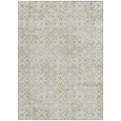 3' X 5' Ivory And Blue Geometric Washable Indoor Outdoor Area Rug HomeRoots