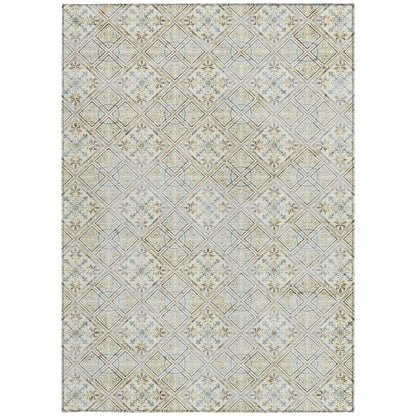 8' X 10' Ivory And Blue Geometric Washable Indoor Outdoor Area Rug HomeRoots