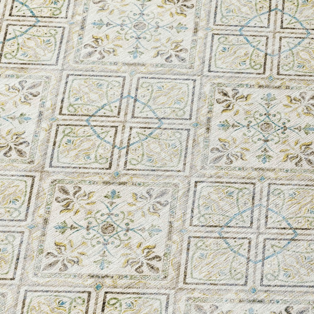 8' X 10' Ivory And Blue Geometric Washable Indoor Outdoor Area Rug HomeRoots