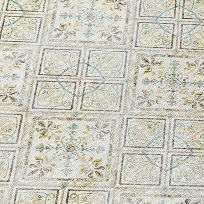 8' X 10' Ivory And Blue Geometric Washable Indoor Outdoor Area Rug HomeRoots