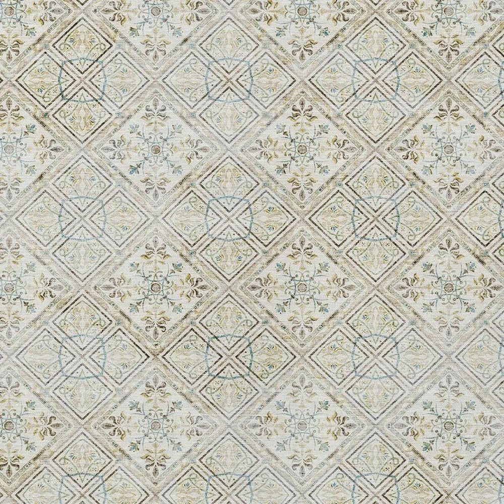 9' X 12' Ivory And Blue Geometric Washable Indoor Outdoor Area Rug HomeRoots