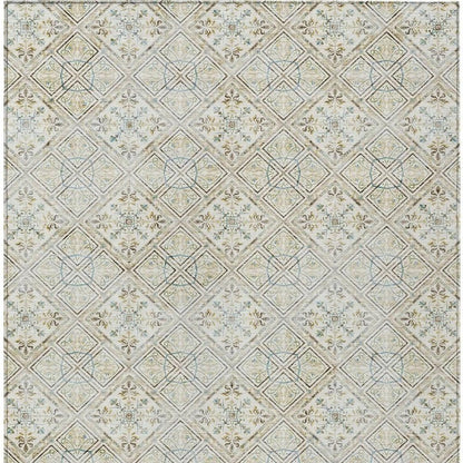9' X 12' Ivory And Blue Geometric Washable Indoor Outdoor Area Rug HomeRoots