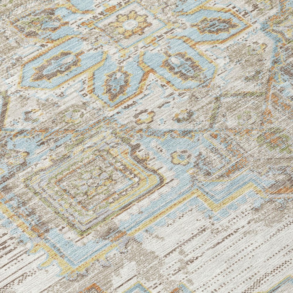 10' X 14' Ivory And Orange Oriental Washable Indoor Outdoor Area Rug — view 3