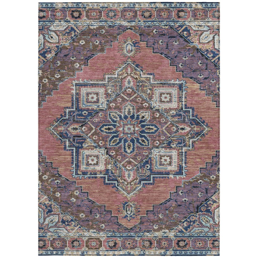 5' X 8' Merlot And Gold Oriental Washable Indoor Outdoor Area Rug — view 7