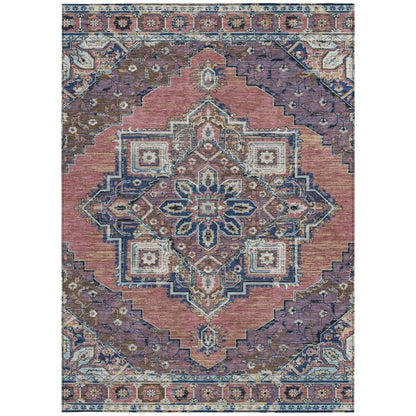 5' X 8' Merlot And Gold Oriental Washable Indoor Outdoor Area Rug HomeRoots